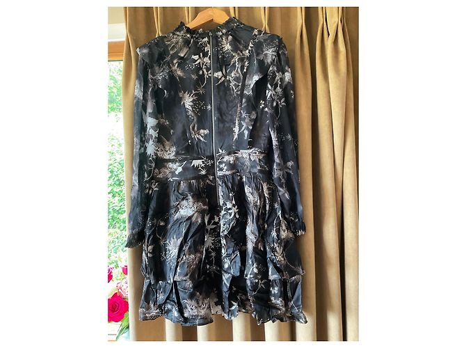 Autre Marque AllSaints Kleid mit Rüschen und floralem Print Schwarz - Ansicht 3