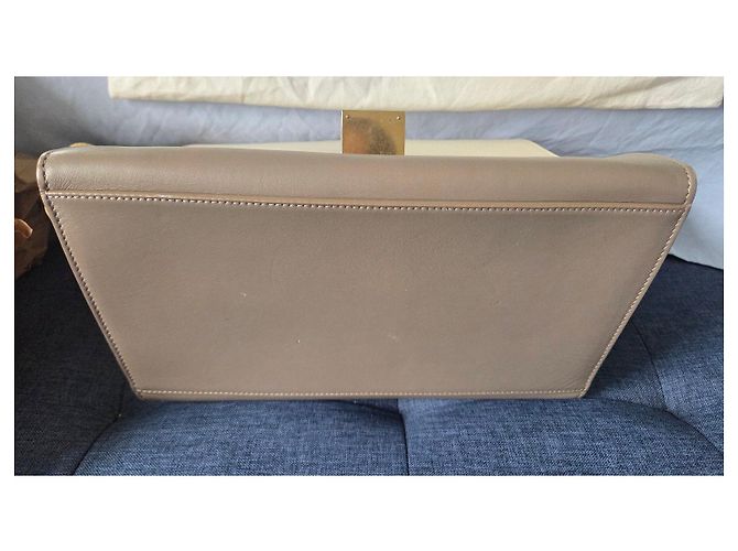 Céline Celine Trapeze Medium Handtasche aus tricolor Leder Beige Grau Gelb - Ansicht 10