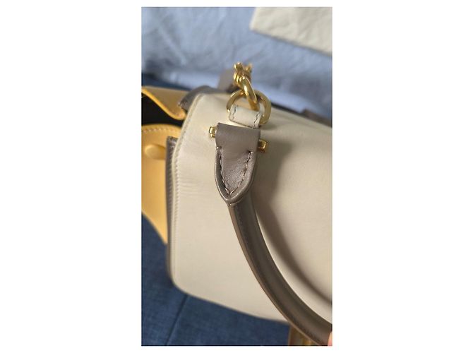 Céline Celine Trapeze Medium Handtasche aus tricolor Leder Beige Grau Gelb - Ansicht 3