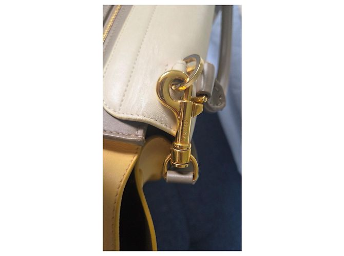 Céline Celine Trapeze Medium Handtasche aus tricolor Leder Beige Grau Gelb - Ansicht 4