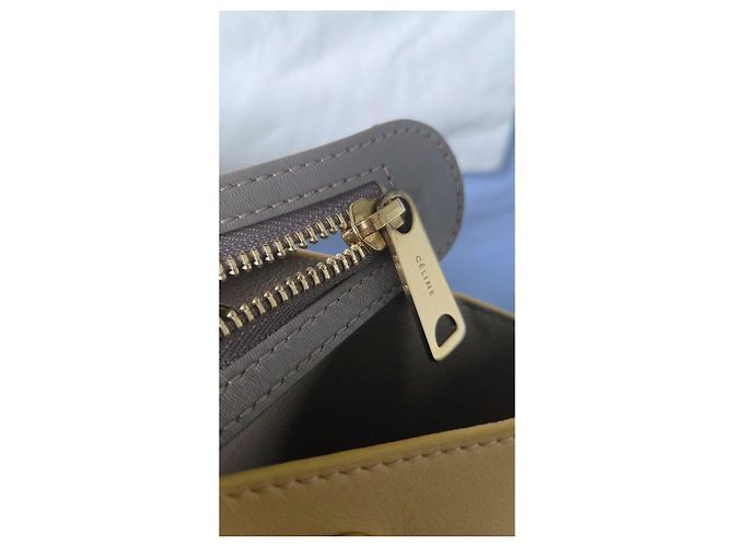Céline Celine Trapeze Medium Handtasche aus tricolor Leder Beige Grau Gelb - Ansicht 5