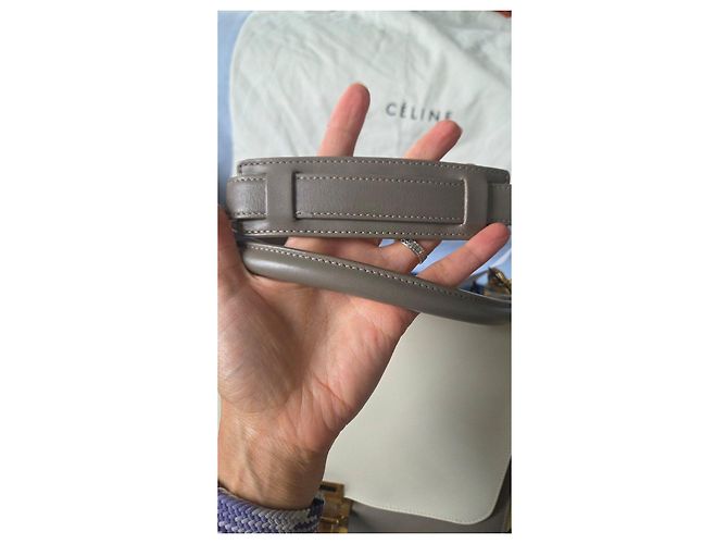 Céline Celine Trapeze Medium Handtasche aus tricolor Leder Beige Grau Gelb - Ansicht 7