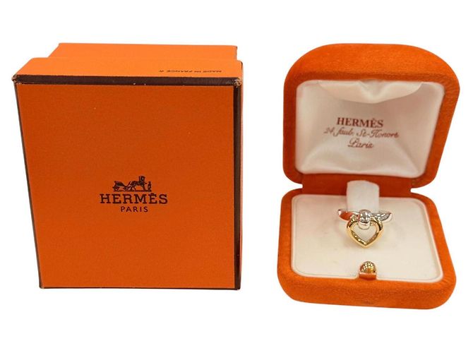 Ring Hermès Anello Heart Knock Band HERMES Argento D'oro - vista 2
