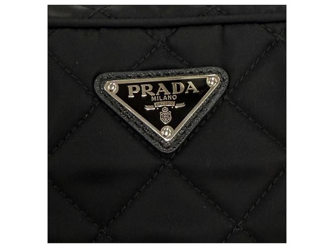 Prada 1BH910 Tessuto Inpunto Triangle Logo Borsa a mano Nero - vista 10