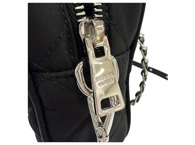 Prada 1BH910 Tessuto Inpunto Triangle Logo Borsa a mano Nero - vista 11