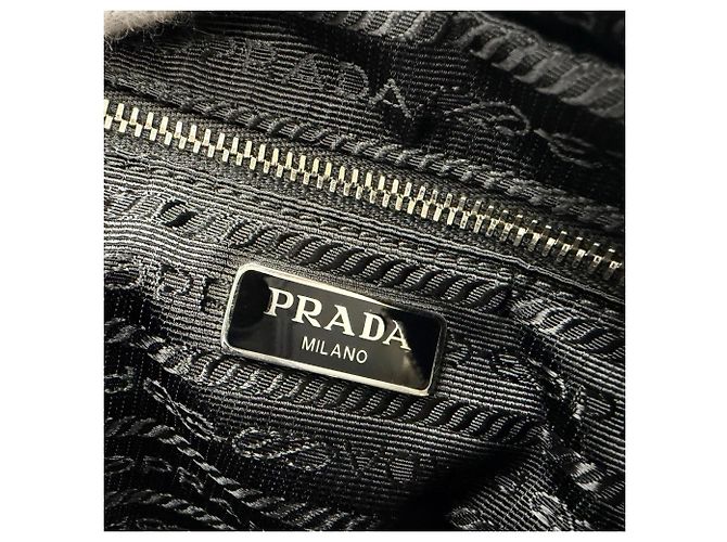Prada 1BH910 Tessuto Inpunto Triangle Logo Borsa a mano Nero - vista 12