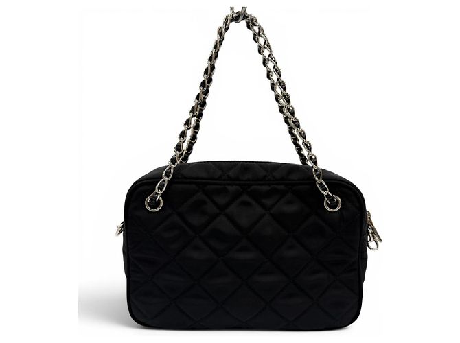 Prada 1BH910 Tessuto Inpunto Triangle Logo Borsa a mano Nero - vista 2