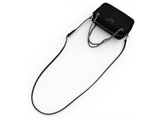Prada 1BH910 Tessuto Inpunto Triangle Logo Borsa a mano Nero - vista 4