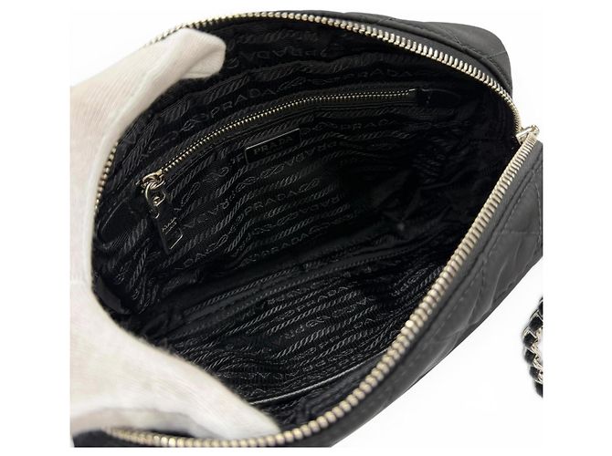 Prada 1BH910 Tessuto Inpunto Triangle Logo Borsa a mano Nero - vista 7