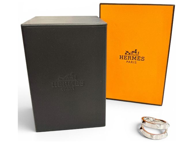 Hermès Hermes Clou de H Double Band Ring Silber - Ansicht 2