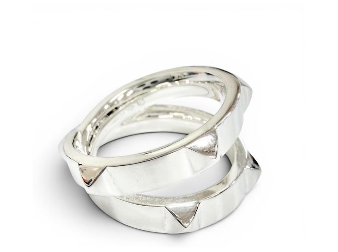 Hermès Hermes Clou de H Double Band Ring Silber - Ansicht 4