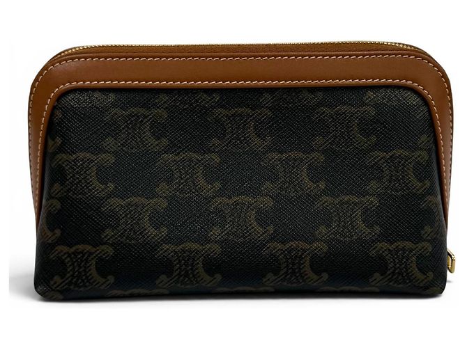 Céline Pochette cosmetica Celine Triomphe in pelle Small Marrone - vista 3
