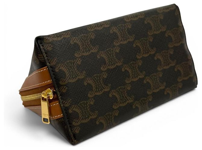 Céline Pochette cosmetica Celine Triomphe in pelle Small Marrone - vista 4
