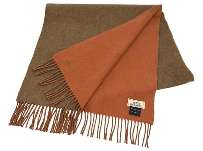 Hermès Stola/Sciarpa in cashmere Hermes Marrone - vista 2