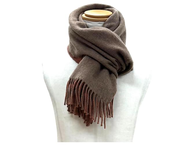 Hermès Stola/Sciarpa in cashmere Hermes Marrone - vista 3