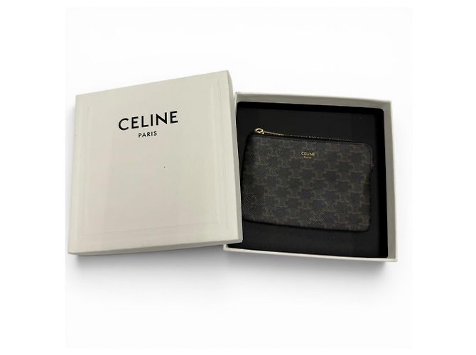 Céline Celine Triomphe Münzbeutel aus schwarzem Canvas - Ansicht 2