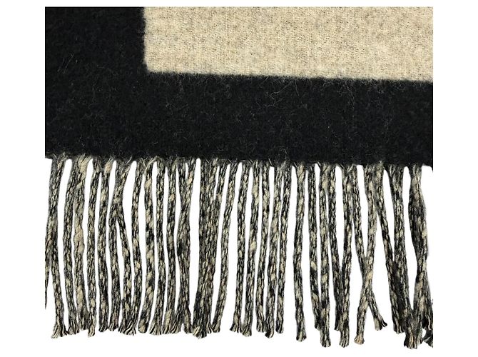 Stola Love Story in cashmere Hermès Nero Beige - vista 8