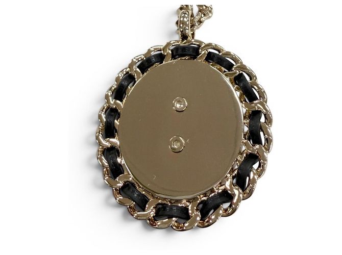 Collana a catena Chanel B25P Coco Mark Design in denim Blu - vista 5