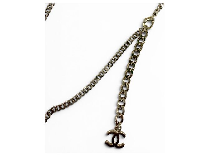 Collana a catena Chanel B25P Coco Mark Design in denim Blu - vista 7