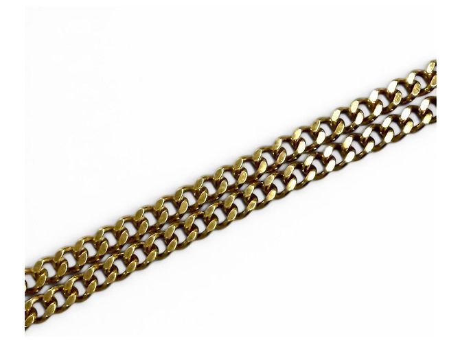Céline Clutch Celine Triomphe Canvas Logo Chain Marrone Bianco sporco - vista 9