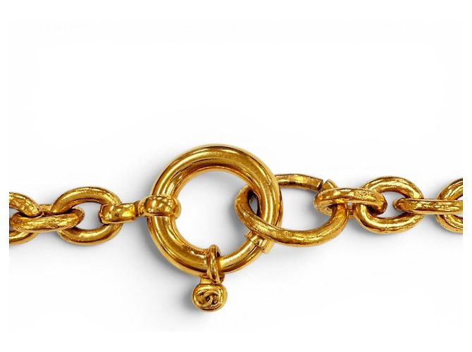 Chanel Vintage 94A Coco Mark Gripoix Collana Lunga con Frange Incrociate D'oro - vista 6