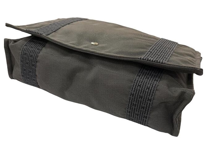 Hermès Borsa a tracolla Hermes Herline Bassas MM Sellier Button Flap Grigio antracite - vista 5