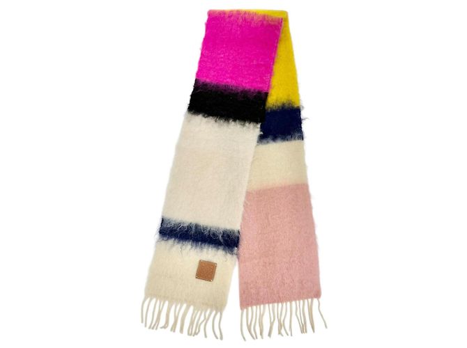 Echarpe de lã e mohair Loewe em Marfim e Multicor Cru - vista 3