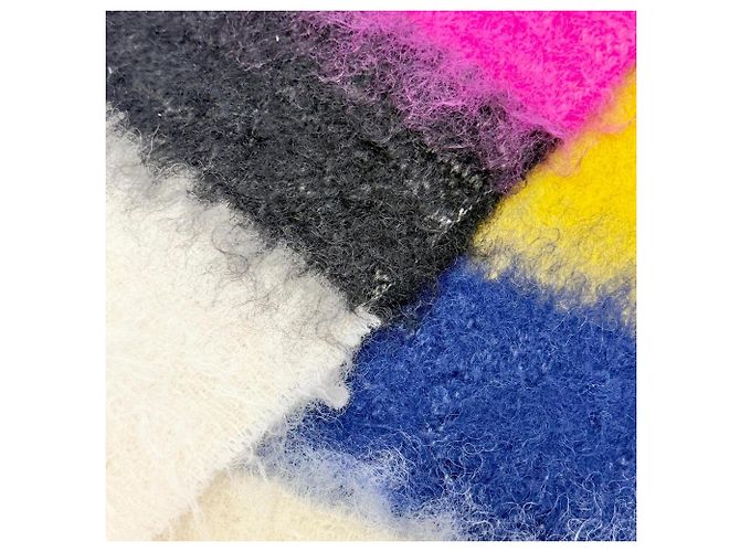 Echarpe de lã e mohair Loewe em Marfim e Multicor Cru - vista 4