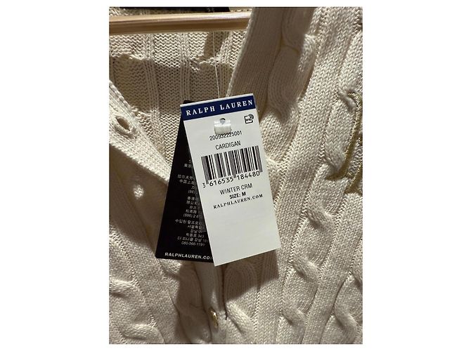 Ralph Lauren Strickjacke mit Zopfmuster und Monogramm Roh - Ansicht 2