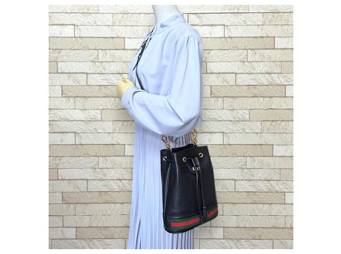 Borsa a tracolla Gucci Ophidia in pelle nera Nero - vista 2