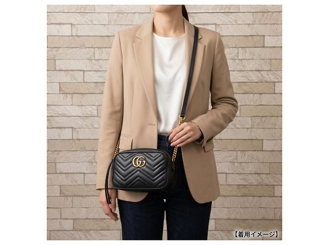 Borsa a Spalla Gucci GG Marmont Nero - vista 13