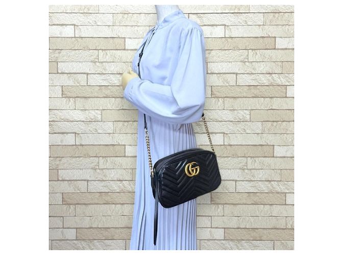 Borsa a Spalla Gucci GG Marmont Nero - vista 2