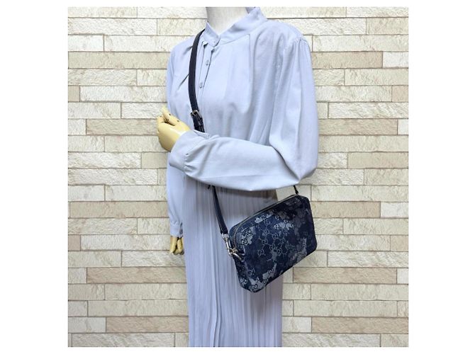 Borsa a Spalla Gucci GG Denim Blu navy - vista 2