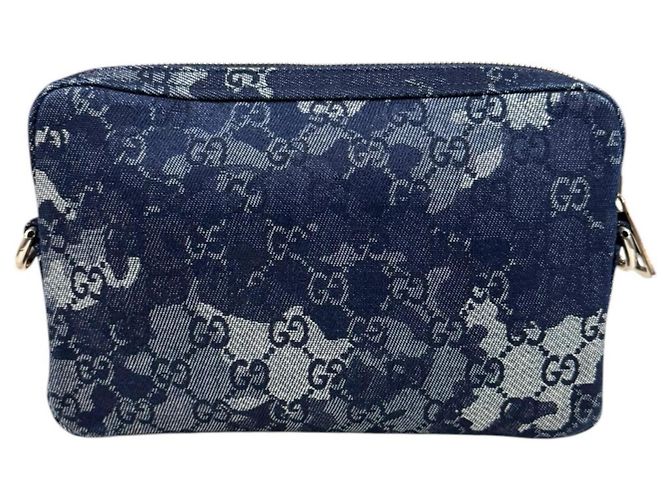 Borsa a Spalla Gucci GG Denim Blu navy - vista 3