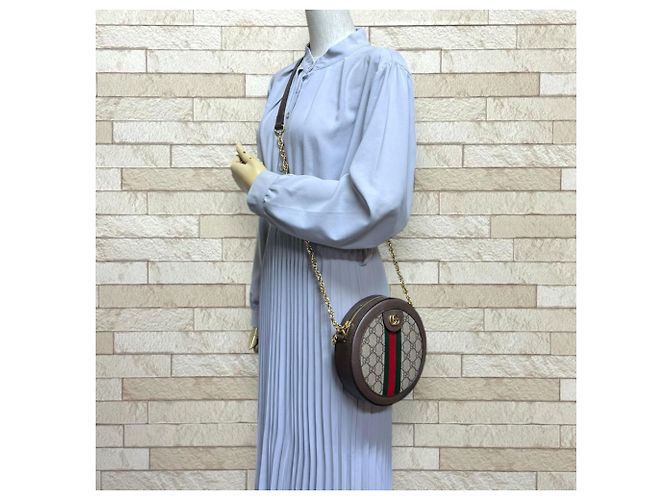 Borsa a tracolla GG Mini Round di Gucci Marrone Beige - vista 2
