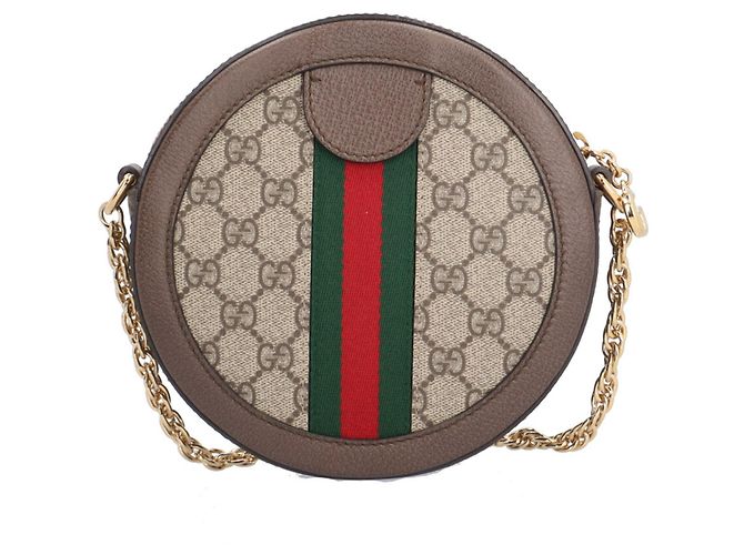 Borsa a tracolla GG Mini Round di Gucci Marrone Beige - vista 3