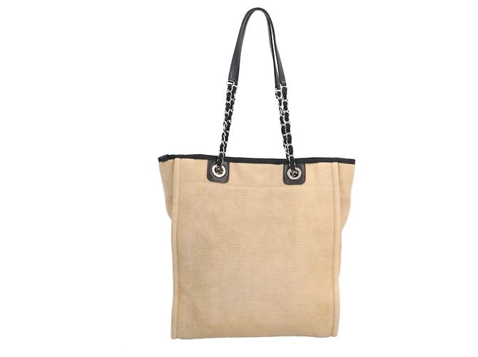 Borsa Tote Chanel Deauville PM Beige - vista 3