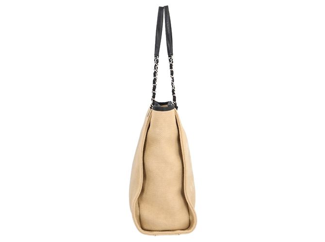 Borsa Tote Chanel Deauville PM Beige - vista 4