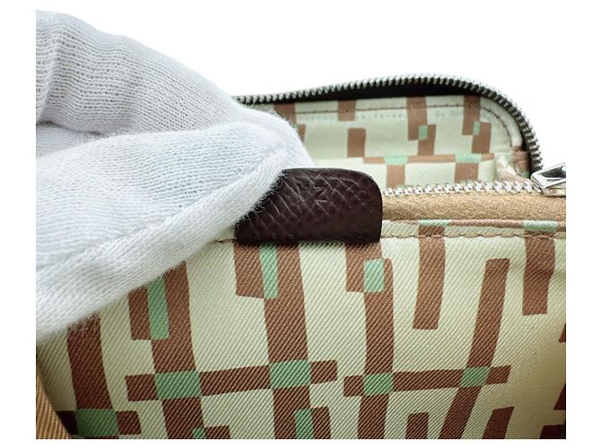 Hermès Cartera compacta Hermes Azap Mini Zip en piel marrón y seda Castaño - vista 10