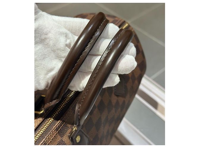 Borsa Louis Vuitton Speedy 30 in tela Damier Ebene Marrone - vista 6