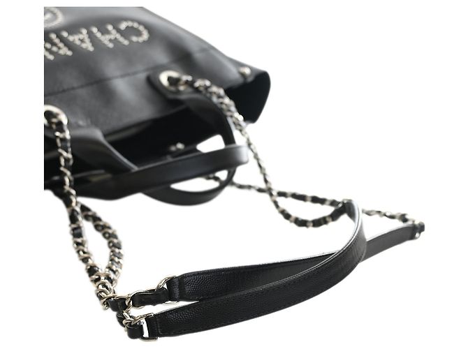 Tote Deauville Chanel Black Small Caviar Studded Nero - vista 12