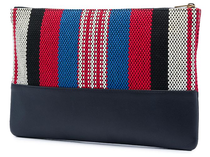 Céline Pochette Solo a righe in tela nera Celine Nero - vista 2