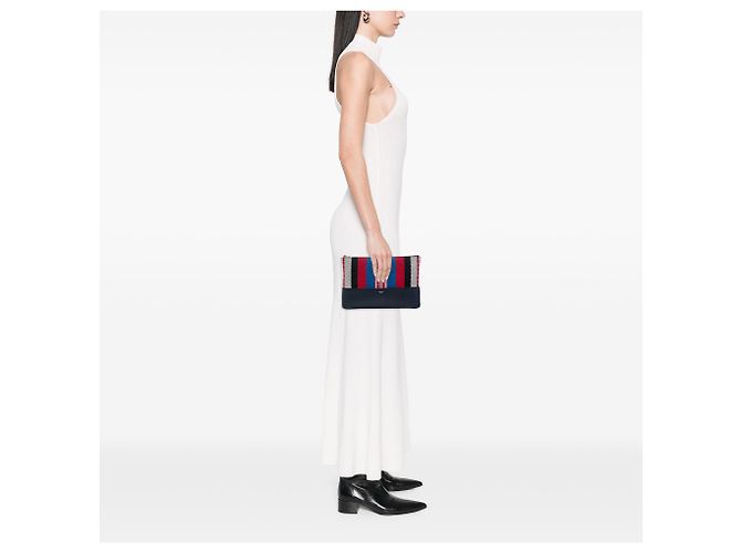 Céline Pochette Solo a righe in tela nera Celine Nero - vista 6