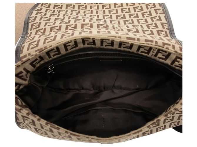 Fendi Marrone Zucchino Canvas Crossbody Marrone chiaro - vista 4