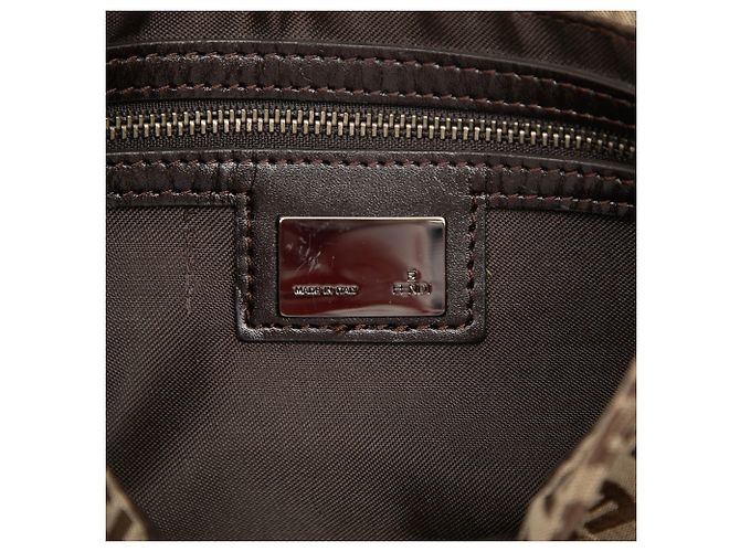 Fendi Marrone Zucchino Canvas Crossbody Marrone chiaro - vista 5