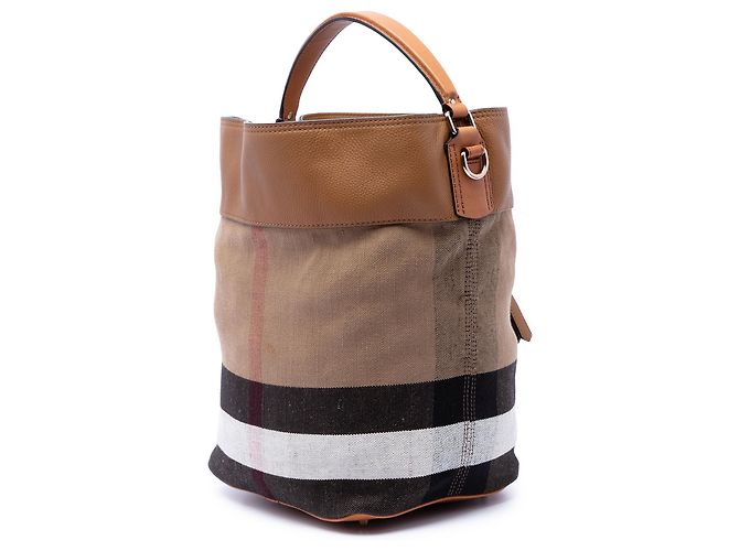 Borsa a secchiello Ashby in tela Mega Check marrone e pelle di vitello granulata Burberry, misura Medium Marrone chiaro - vista 2