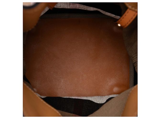 Borsa a secchiello Ashby in tela Mega Check marrone e pelle di vitello granulata Burberry, misura Medium Marrone chiaro - vista 4