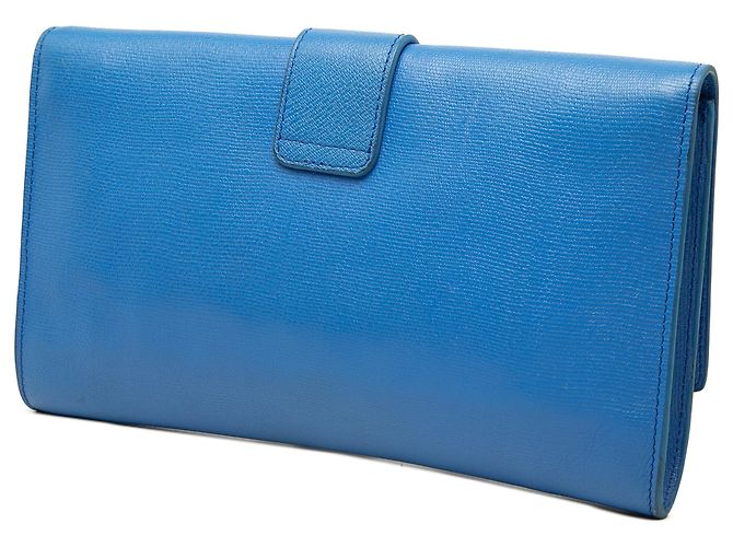 Clutch Chyc Ligne in pelle texturizzata blu Saint Laurent - vista 2