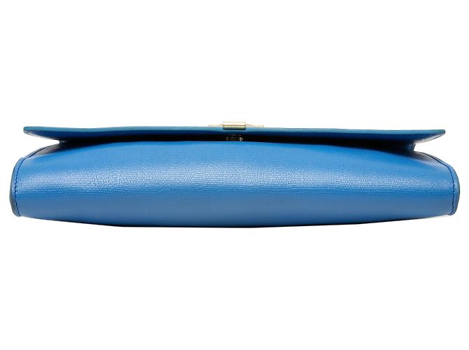 Clutch Chyc Ligne in pelle texturizzata blu Saint Laurent - vista 3