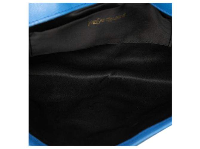 Clutch Chyc Ligne in pelle texturizzata blu Saint Laurent - vista 4